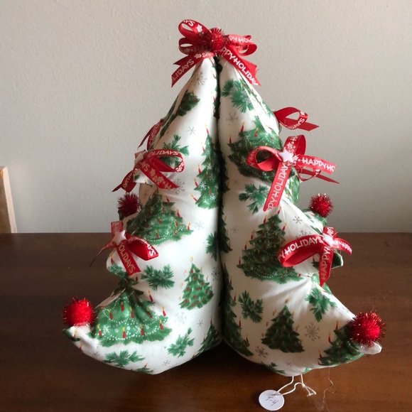 Handmade Fabric Holiday Tree White Green 12” - Picture 2 of 8